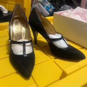 Coach Shoes Suede Mary Jane Black 4” Heel Size 9.5 Classic Style